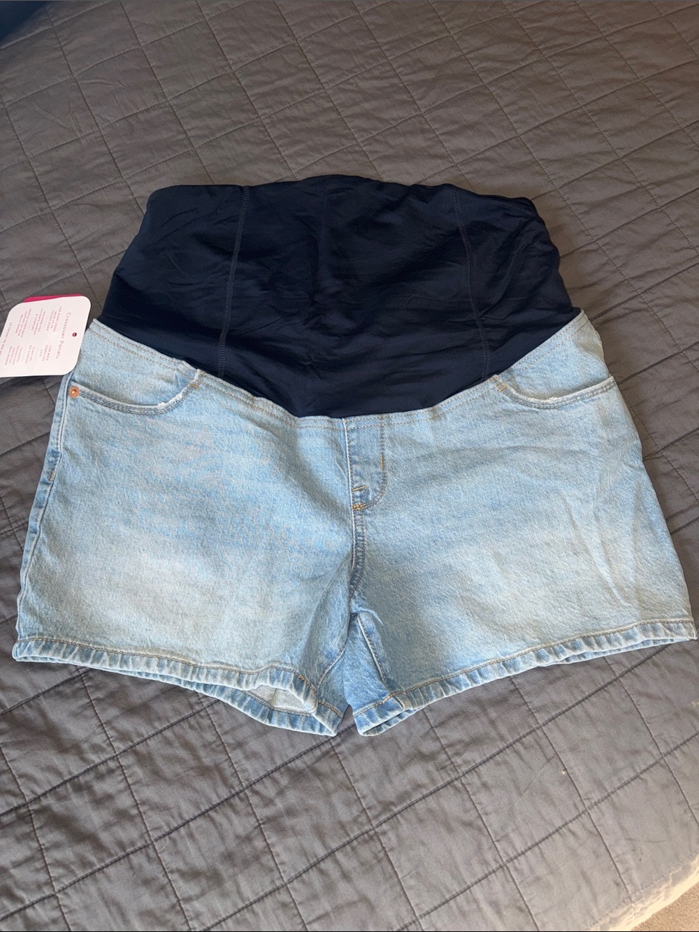 Maternity light blue jean shorts by Ingrid & Isabel
